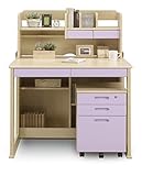 大川家具 関家具 学習デスク ナチュラル/パープル 213497