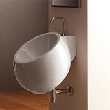 Scarabeo Scarabeo 8100-One Hole-637509860455 Porcelain Round and Wall Mounted Bathroom Sink, White [