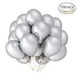 シルバーBallons hovebeaty 12インチ厚みラテックスメタリックバルーン100パッククリスマスウェディングパーティーベビーシャワーの誕生日カーニバルパーティーDecoration Sup