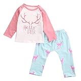 MIOIM® ハロウィン 子供服 シャツ ズボン 長袖 鹿柄 プリン Tシャツ＆ロングパンツ セットアップ ベビー服