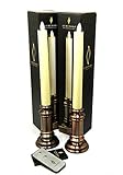2pc Luminara Flameless Candle 13 "アイボリーTapersウィンドウテーパキャンドルwithボーナスリモートコントロール|アイボリー|ブロンズベース| 8 " in。テ