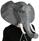 魚・象 面白いマスク アニマルマスク かぶりもの 天然ゴム製 被り物 なりきりマスク お面 被り物 仮面 動物マスク かぶりもの 変装マスク リアル (象)