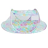 【ノーブランド品】 赤ちゃん　女の子　男の子　ワンタッチ　携帯型　折りたたみ式　蚊帳　テント　ベッド　旅行　防虫　防塵　軽量　全3色 - グリーン