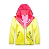 Hi9 Store帽子付き キッズ ジャンパー 女の子 男の子 バイカラー 防水 ジャンバー 抗菌 防臭 (130, イエロー)
