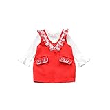 ベビー服 子供服 女の子ワンピース Pojour 長袖ドレス 可愛いつりスカート 秋冬2セット オシャレ 通園 発表会 旅行 記念日 プレゼント 赤