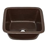 Sinkology SP501-15AG Greco Dual Mount Handmade Pure Solid Prep Bar Sink, 15", Aged Copper [並行輸入品]