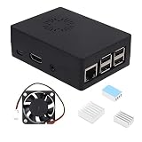 eleUniverse ABSケース ヒートシンク&ファン付き Raspberry Pi 3B+/3B/Libre コンピュータボード AMl-S905X-CC/ALL-H3-CC/ROC-RK3328-CC用 (ブラック)