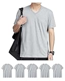 [SHOREKEEPER] インナーシャツ ５枚組 綿100% Vネック 半袖 Tシャツ やわらか肌着 抗菌防臭加工 オールシーズン 下着 メンズ (JP, アルファベット, 3XL, グレー)