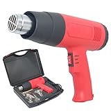 ヒートガン ホットガン 超強力 1800Ｗ 熱処理 日本語マニュアル 専用 収納ケース 付き アタッチメント 4種 スクレーパー　付属 送料無料 レッド 赤