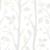 Brewster 2532-20445 Corwin Bird Branches Wallpaper, Light Green by Brewster