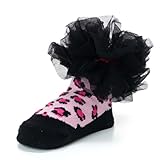 (マッドパイ)Mud Pie ベビー ソックス/靴下 Emily Socks 176261 ブラック/ピンクヒョウ柄 0-12M(0～12ヶ月) [並行輸入品]