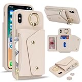 for iPhone XS X ケース アイホン X XS 背面フリップ 手帳型 360°回転 携帯カバー Case SunYoo for iPhoneX iPhoneXS ICカード コインポケット ストラップ付き カード 収納 小銭入れ ファスナーポケット付き ブラック