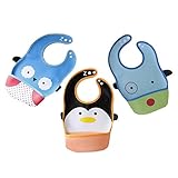 J28 防水スタイ＆お食事エプロン 2way アニマル柄 3枚セット ROZZERMANブランド (B)