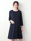 Angeliebe エンジェリーベ マタニティ 授乳口 付 八分 袖 A ライン ワンピース 妊婦服 授乳服 産前 産後 フォーマル お呼ばれ 戌の日 M ～ L ネイビー