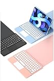 可愛い Fire HD 10 Plus/HD 10 2021第11世代 キーボードケース タッチパッド付き 高級PUレザー マグネット 着脱式 Bluetooth Fire HD 10 プラス 10.1インチ カバー 丸型キー マウス・スタンド機能 カラフル (ピンク)