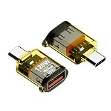 YEEKEEN USB-A to Type-C 変換アダプター 120W 急速充電 OTG対応 USB 3.2 Gen 2 Type-C 変換コネクター タイプC Type-A 10Gbps データ転送 軽量 小型 コネクタ ストラップホール 紛失防止 便利 在宅 テレワーク 持ち運び便利 パソコン PC タブレット スマートフォン (透明イエロー)