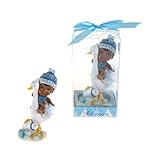 Lunaura Baby Keepsake - Set of 12 Boy Black Ethnic Baby Sitting on Stork Favors - Blue by Lunaura