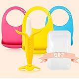 Mon & Zoo おしゃぶり、ビブ、ケースセット(Banana Teething Tots Bib Case Set) [並行輸入品]