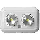 【電池 式 で 配線不要 】人感センサー LED ダブル ピヴォットライト 壁掛け 対応 屋外 屋内 自動 点灯 【 140度回転式で照らしたい場所にピンポイント照射 】