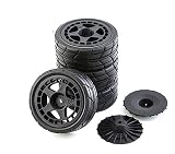 Chanmoo 1/10 RCラリーカータイヤ ゴムタイヤとプラスチックホイールリム カーニバル ラリータイヤ 1/10 RCラリーカー タミヤ HPI 京商 WRC クロー 43 ケンブロック フィエスタ TT02 XV01 4個 (ブラックA)