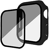 【覗き見防止＆2In1】Miimall対応Apple Watch 7 ケース Apple Watch 7 フィルム 覗き見防止 衝撃吸収 全面保護 落下防止 軽量 Apple Watch 41mm ガラスシート ライバシー保護 気泡防止 指紋防止 撥油性 Apple Watch Series 7シート 取扱簡単 傷防止（41mm|ブラック）