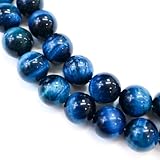 【天然石】マリンブルータイガーアイ ブレスレット用 ビーズ 一連12mm【約30粒入り】パワーストーン 手芸 ハンドメイド アクセサリー パーツ きらきらぷんぷん丸 NS-067