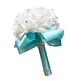 (スティルクール) StillCool スティルレッドクリスタルパール シルクバラ ブライダル ブライズメイド ウェディングブーケ 18cm*24cm 9207