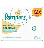 パンパース赤ちゃんは新しい赤ちゃん敏感な50×12パックをワイプ (Pampers) (x2) - Pampers Baby Wipes New Baby Sensitive 50 x 12 Pack