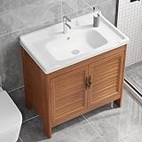 洗面台 洗面化粧台 洗面ボウル ガーデンシンクキッチンシンク 面化粧台 洗面所 手洗い器 バスルームキャビネット コンビネーション小型バルコニー用洗面台 小さな家庭 陶器 ロッカー付 洗面化粧台 洗面所 収納 キャビネット 用 屋外屋内 流し台 架台 (Size : 43cm, Color : 洗面台)