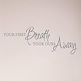 31 " x12 " Your First Breath Took Ours Away保育園赤ちゃん幼児少年少女True Love引用壁デカールStickerVinylアート壁画ホーム装飾壁デカールス