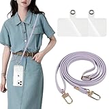 [HOPEOME] スマホストラップ-ショルダーストラップ-ネックストラップ-スマホ 斜めがけ 肩掛け 首かけ ストラップ 70cm～140cm 長さ調節可能 iPhone 全機種対応透明タグパッチ2枚入り-ラベンダーグレイ