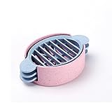 anshinto Wheat Strawエッグカッター分割デバイスFood DividerスライサEgg Slicer inキッチンツール one size ブルー