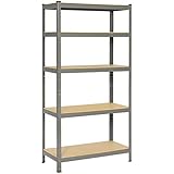 Best Choice Products 72 " heavy-duty 5レベルガレージシェルフメタルストレージラックユニットW /調節可能なshelves-グレー/ブラック