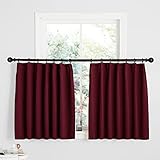 NICETOWN 遮光カーテン カフェーカーテン 仕切り用 幅100cm丈60cm レッド 赤色 2枚セット 防音 断熱 厚地 目隠し 小窓