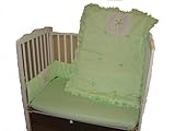 Baby Doll Bedding Solid with Flower Applique Mini Crib/ Port-a-Crib Bedding Set, Mint by BabyDoll Be