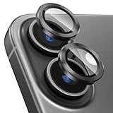 Uneawit カメラフィルム カメラ保護iPhone 16 / 16 Plus用 レンズカバー カメラカバー レンズ保護カバー カメラ保護フィルム 宇宙航空材料 強化ガラス クリア 超高硬度9Hガラス 4層設計 360°保護 2眼レンズ保護 超高透過率 黒縁取り 露出オーバー防止 防塵 キズ防止 ブラック