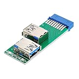 CableccデュアルサイドUSB3.0Aタイプメス-マザーボード20ピン19ピンボックスヘッダースロットアダプターPCBA、LED付き