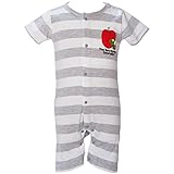 2017年 夏物 はらぺこあおむし 天竺 ボーダー カバーオール THE WORLD OF ERIC CARLE グレー◇80cm