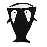 ベビー 寝袋 冬 サメの形 シュラフ 赤ちゃん おくるみ ブランケット 暖かい 柔らかい【Justgreat】 (ブラック)