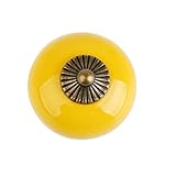 Homyl レトロ　丸い　プル ハンドル　セラミック+亜鉛合金製　引き出し　本棚 　キャビネット　食器棚　ドア　ノブ　取手　つまみ　全6色　 - 黄