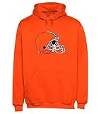 マジェスティックCleveland Browns大人用サイズLargeパーカーフード付きフリースプルオーバーヘルメットロゴスウェットシャツ – オレンジ
