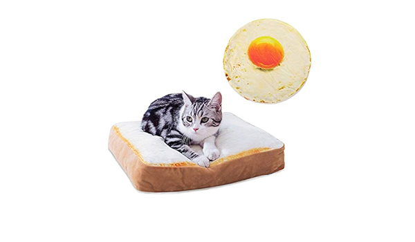 ペットベッド トースト 犬 ベッド 面白い ペットハウス パン Sksk 猫 ペットソファークッション 洗える ペットマット 可愛い ポーチドエッグ 小型犬 猫用寝床 Sksk ベッド クッション 通販 Amazon
