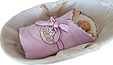 BlueberryShop Velour Embroidered Swaddle Blanket Wrap for Newborn Baby Stiffened / Hard Back (Remova