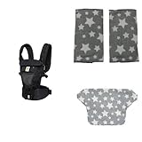 【セット買い】 Ergobaby エルゴベビー 抱っこひも ADAPTクールエアベビーキャリア ブラック + BABYHOPPER リバーシブル・ベルトカバー グレースター + BABYHOPPER 