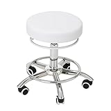 リング付 低反発 スツール DX ( リングレバータイプ ) 高さ43cm-55cm ホワイト [ エステスツール キャスター付き 昇降式 リングレバー オフィスチェア 丸椅子 スツール イス 椅子 チェア ]