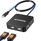 ANYOYO 6-IN-1 USB ハブ Type-C 2*HDMI出力 ドッキングステーション 2*4K60Hz ドッキングステーション hdmi 2つ 2*USB A 3.0+1*USB C 3.0 5Gbps超高速データ転送 SD&TFカード スロット USB-C ハブ 対応 MacBook Pro/Airおよびその他のUSBCデバイス