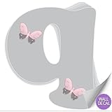 壁文字グレーグレーピンクバタフライ手紙装飾壁の子供の部屋保育園赤ちゃんの赤ちゃん名前女の子寝室装飾 – Alphabetビニールステッカーデカール子供デコレーショングラフィックスButterflies