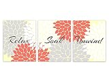 リラックスSoak Unwind – コーラル、イエローとグレーバスルーム飾りウォールアートPrints – bath93 16"x20" Unframed Photo Paper Posters B