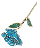 ZJchaoゴールドローズLove Forever Long Stem Dipped 24 Kローズ箔トリム、彼女のためのギフト 11 inches ブルー zjchao-001