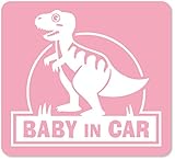 imoninn BABY in car ステッカー　【マグネットタイプ】　No.71　ティラノサウルスさん　（ピンク色）